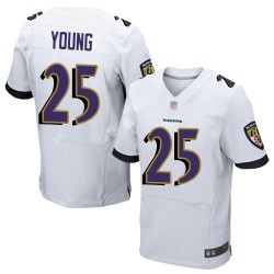 Elite Men's Tavon Young White Road Jersey - #25 Football Baltimore Ravens