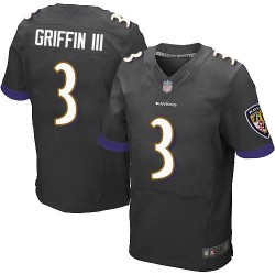Elite Men's Robert Griffin III Black Alternate Jersey - #3 Football Baltimore Ravens