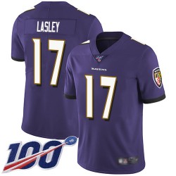 Limited Men's Jordan Lasley Purple Home Jersey - #17 Football Baltimore Ravens 100th Season Vapor Untouchable