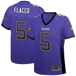 Elite Women's Joe Flacco Purple Jersey - #5 Football Baltimore Ravens Drift Fashion