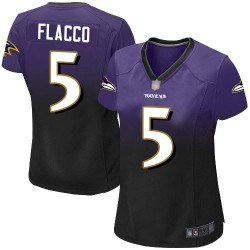 Elite Women's Joe Flacco Purple/Black Jersey - #5 Football Baltimore Ravens Fadeaway