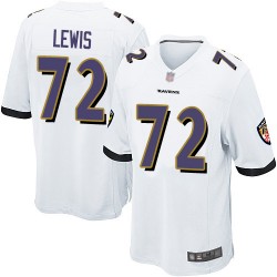 Game Men's Alex Lewis White Road Jersey - #72 Football Baltimore Ravens
