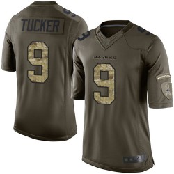 Elite Youth Justin Tucker Green Jersey - #9 Football Baltimore Ravens Salute to Service
