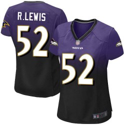 Elite Women's Ray Lewis Purple/Black Jersey - #52 Football Baltimore Ravens Fadeaway