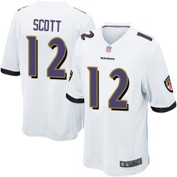 Game Men's Jaleel Scott White Road Jersey - #12 Football Baltimore Ravens