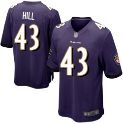 Game Men's Justice Hill Purple Home Jersey - #43 Football Baltimore Ravens