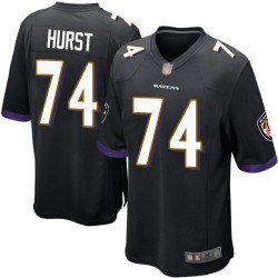 Game Men's James Hurst Black Alternate Jersey - #74 Football Baltimore Ravens