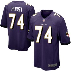 Game Men's James Hurst Purple Home Jersey - #74 Football Baltimore Ravens