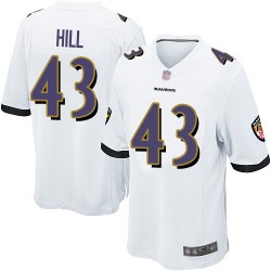 Game Men's Justice Hill White Road Jersey - #43 Football Baltimore Ravens