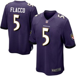 Game Men's Joe Flacco Purple Home Jersey - #5 Football Baltimore Ravens