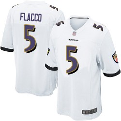 Game Men's Joe Flacco White Road Jersey - #5 Football Baltimore Ravens