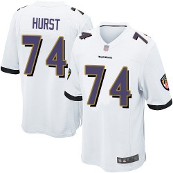 Game Men's James Hurst White Road Jersey - #74 Football Baltimore Ravens