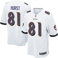 Game Men's Hayden Hurst White Road Jersey - #81 Football Baltimore Ravens