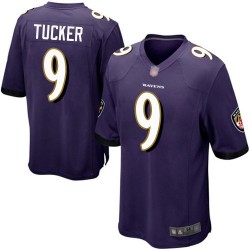 Game Men's Justin Tucker Purple Home Jersey - #9 Football Baltimore Ravens