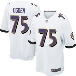 Game Men's Jonathan Ogden White Road Jersey - #75 Football Baltimore Ravens