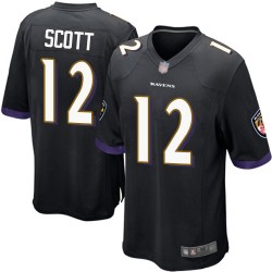 Game Men's Jaleel Scott Black Alternate Jersey - #12 Football Baltimore Ravens
