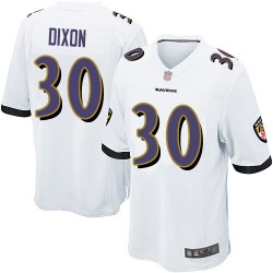 Game Men's Kenneth Dixon White Road Jersey - #30 Football Baltimore Ravens