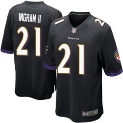 Game Men's Mark Ingram II Black Alternate Jersey - #21 Football Baltimore Ravens