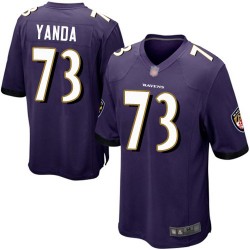 Game Men's Marshal Yanda Purple Home Jersey - #73 Football Baltimore Ravens