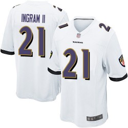 Game Men's Mark Ingram II White Road Jersey - #21 Football Baltimore Ravens