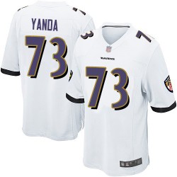 Game Men's Marshal Yanda White Road Jersey - #73 Football Baltimore Ravens
