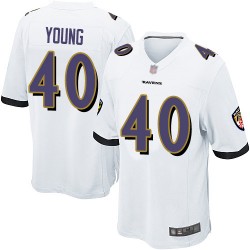Game Men's Kenny Young White Road Jersey - #40 Football Baltimore Ravens