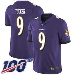 Limited Men's Justin Tucker Purple Home Jersey - #9 Football Baltimore Ravens 100th Season Vapor Untouchable