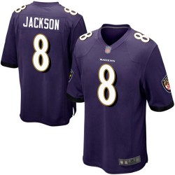 Game Men's Lamar Jackson Purple Home Jersey - #8 Football Baltimore Ravens