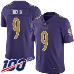 Limited Men's Justin Tucker Purple Jersey - #9 Football Baltimore Ravens 100th Season Rush Vapor Untouchable