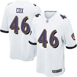 Game Men's Morgan Cox White Road Jersey - #46 Football Baltimore Ravens