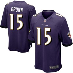 Game Men's Marquise Brown Purple Home Jersey - #15 Football Baltimore Ravens