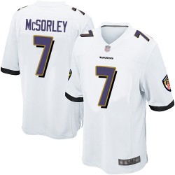 Game Men's Trace McSorley White Road Jersey - #7 Football Baltimore Ravens