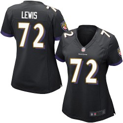 Game Women's Alex Lewis Black Alternate Jersey - #72 Football Baltimore Ravens