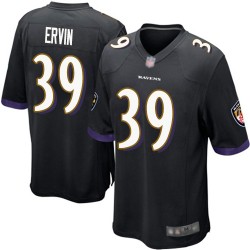 Game Men's Tyler Ervin Black Alternate Jersey - #39 Football Baltimore Ravens