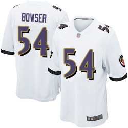 Game Men's Tyus Bowser White Road Jersey - #54 Football Baltimore Ravens