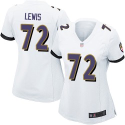 Game Women's Alex Lewis White Road Jersey - #72 Football Baltimore Ravens