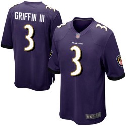 Game Men's Robert Griffin III Purple Home Jersey - #3 Football Baltimore Ravens