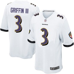 Game Men's Robert Griffin III White Road Jersey - #3 Football Baltimore Ravens