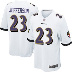 Game Men's Tony Jefferson White Road Jersey - #23 Football Baltimore Ravens