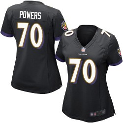 Game Women's Ben Powers Black Alternate Jersey - #70 Football Baltimore Ravens