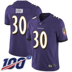 Limited Men's Kenneth Dixon Purple Home Jersey - #30 Football Baltimore Ravens 100th Season Vapor Untouchable