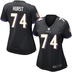 Game Women's James Hurst Black Alternate Jersey - #74 Football Baltimore Ravens