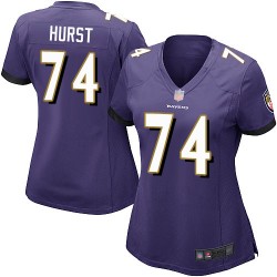 Game Women's James Hurst Purple Home Jersey - #74 Football Baltimore Ravens
