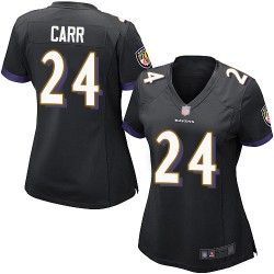 Game Women's Brandon Carr Black Alternate Jersey - #24 Football Baltimore Ravens
