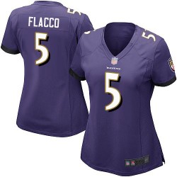 Game Women's Joe Flacco Purple Home Jersey - #5 Football Baltimore Ravens