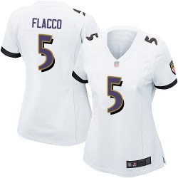 Game Women's Joe Flacco White Road Jersey - #5 Football Baltimore Ravens