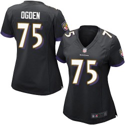 Game Women's Jonathan Ogden Black Alternate Jersey - #75 Football Baltimore Ravens