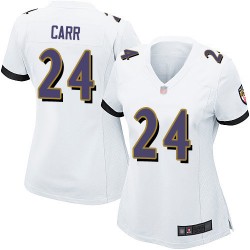 Game Women's Brandon Carr White Road Jersey - #24 Football Baltimore Ravens