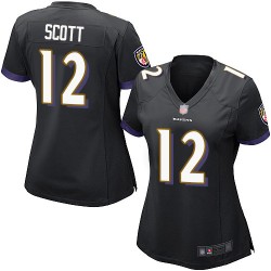Game Women's Jaleel Scott Black Alternate Jersey - #12 Football Baltimore Ravens