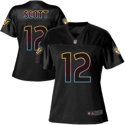 Game Women's Jaleel Scott Black Jersey - #12 Football Baltimore Ravens Fashion